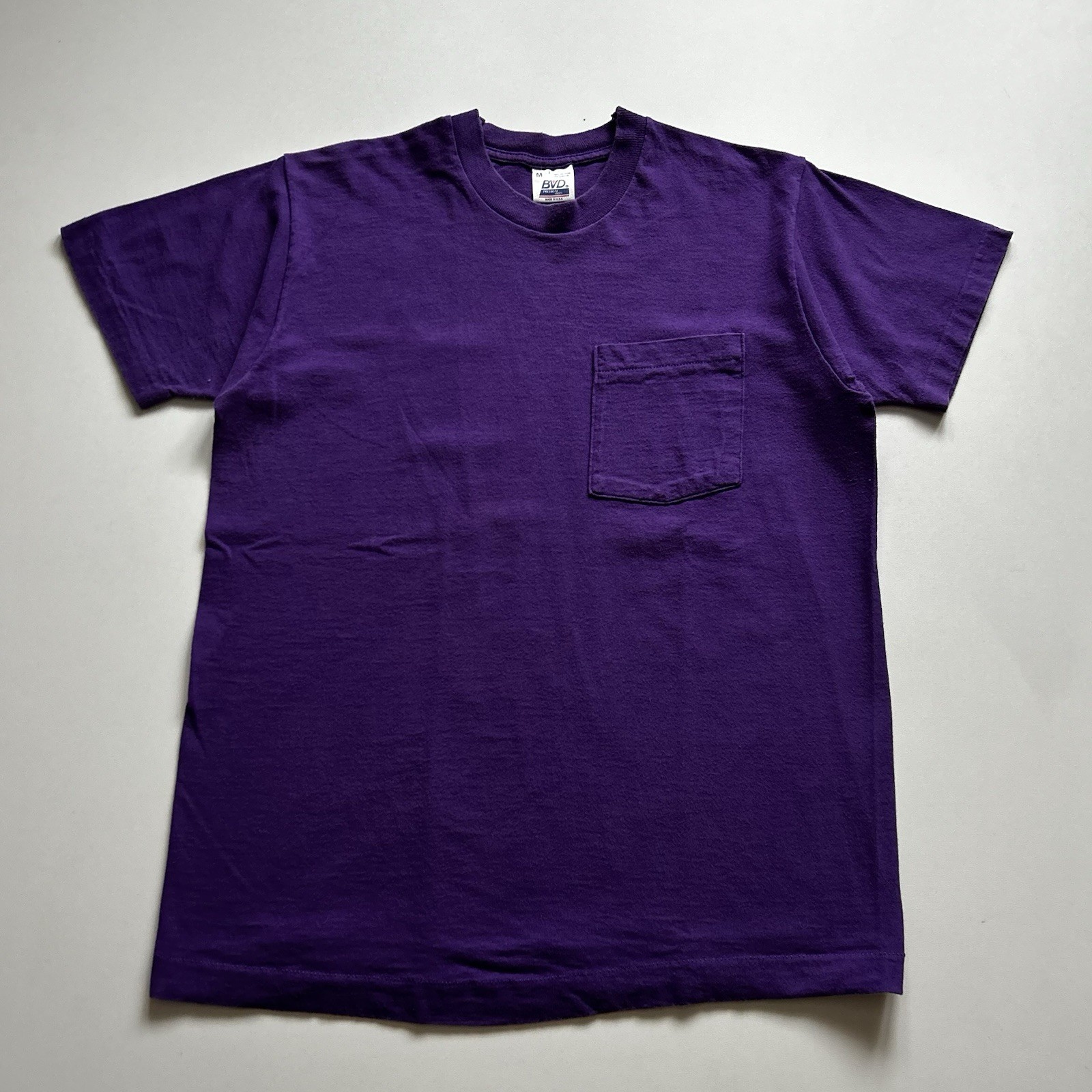 Vintage 90s Faded Purple Blank Basic Pocket T Shirt Mens Medium Made In USA Rare