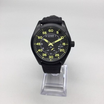 Citizen Eco-Drive Chandler Mens Watch 41mm Black Yellow Dial Pilot
