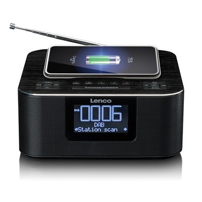 Lenco CR-650BK - DAB+/ FM Radiowecker mit Bluetooth''' und kabelloser Ladefunktio