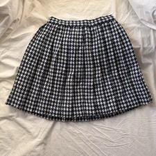 Vintage 60s Pleated Blue  White Skirt Houndstooth Waist 23  Length 15  