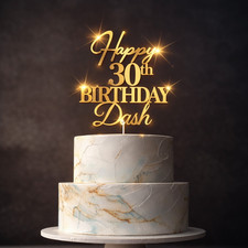 Personalised Happy Birthday Acrylic Cake Topper Any Age Name 18th 21st 30th 50th