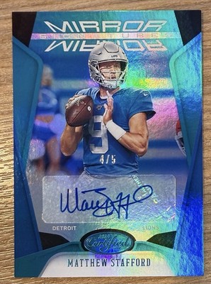 2020 Panini Certified - Mirror Signatures MATTHEW STAFFORD Aqua #MS-MS /15 (AU)