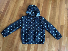 GAP Girls Size 10 Black Polka Dot Jersey Lined Rain Jacket