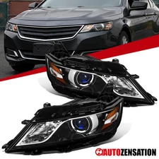 Projector Headlights Fit 2014-2020 Chevy Impala Slick Black Halogen Lamps 14-20