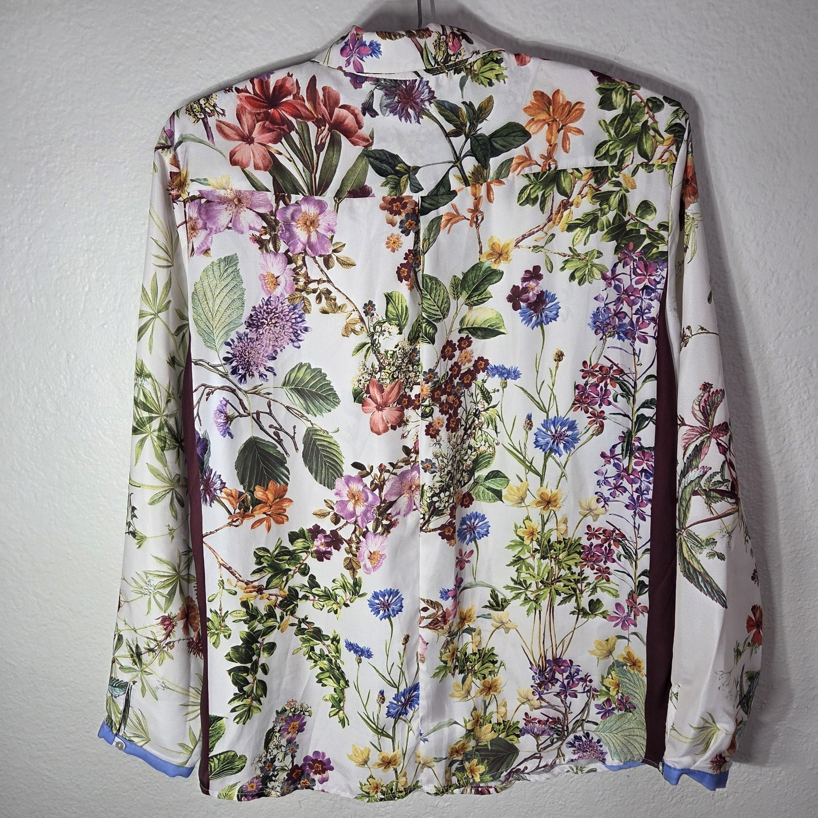 ZARA Basic White Floral Button Front Blouse Top S… - image 2
