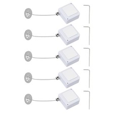 5Set 3.3ft Retractable Remote Square Remote Cable Lock White Round Iron Cap 