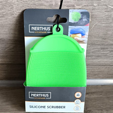 NERTHUS Silikon-Schrubber grün BPA-frei spülmaschinenfest bis 230°C Neu