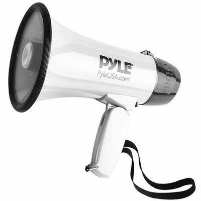 Pyle Compact Portable Megaphone Speaker Siren Bullhorn (Silver)