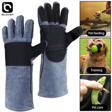 Animal Handling Gloves Bite Proof Dog Cat Bird Reptile Leather Sleeve Protection