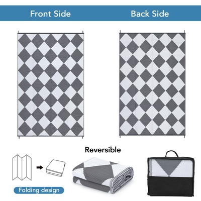 Gravee US Outdoor Rug Waterproof Reversible Plastic Straw Mat Backyard Beach