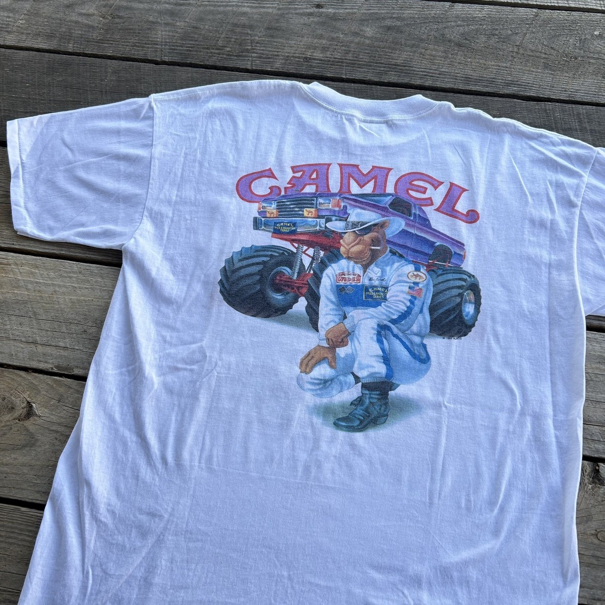 Vintage 90s Camel Motorsports Monster Truck T Shirt Joe Camel Size