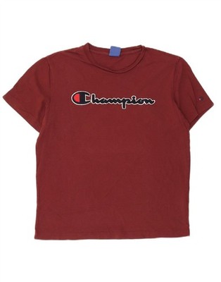 CHAMPION Herren Grafik T-Shirt Oberteil Large weinrot Baumwolle DX52