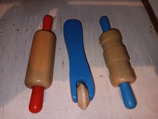 Lot of 3 Melissa  Doug Wood Rolling Pin Play Clay Doh Utensils Toy Kitchen