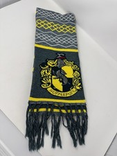Wizarding World of Harry Potter Hufflepuff Scarf Fringe 78  x 7.5  Yellow Grey