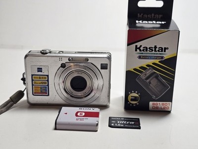 Sony Cyber-Shot DSC-W100 8.1 MP Digital Camera Silver Battery Charger Tested