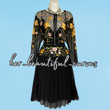 ASOS EMBROIDERED FLORAL PLEATED COCKTAIL PARTY DRESS SIZE 20 new with tags