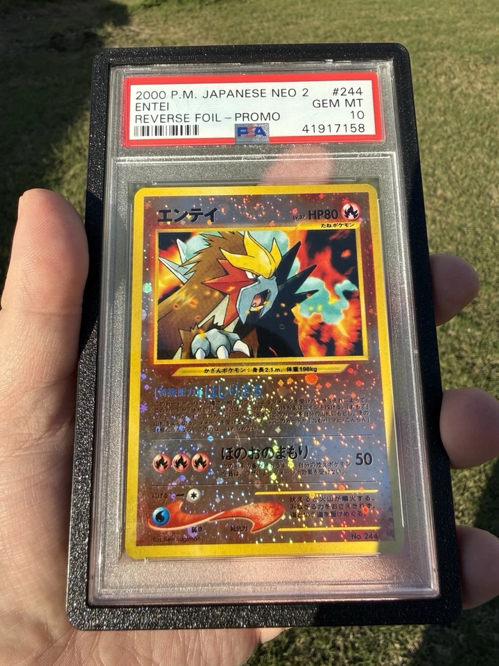 2000 POKEMON NEO 2 PROMO REVERSE FOIL #244 ENTEI PSA 10 GEM MINT DOUBLE SWIRLS - Image 2 of 4