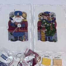 STARTED Handpainted Needlepoint Canvas MUSIC SANTA 2 Sided Dome Melissa Shirley