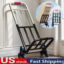 320 lbs Stair Climbing Cart Heavy Duty Folding Hand Truck Dolly 6 Wheels + Ropes