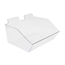 SSWBasics Clear Plastic Dump Bin for Slatwall (Set of 2) 12" x 5.5" x 9.5"