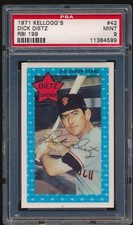 1971 KELLOGG'S #42 DICK DIETZ 199 RBI RARE HIGH GRADE VAR PSA 9 SET BREAK