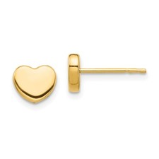 14K Yellow Gold Polished Heart Post Earrings TH993