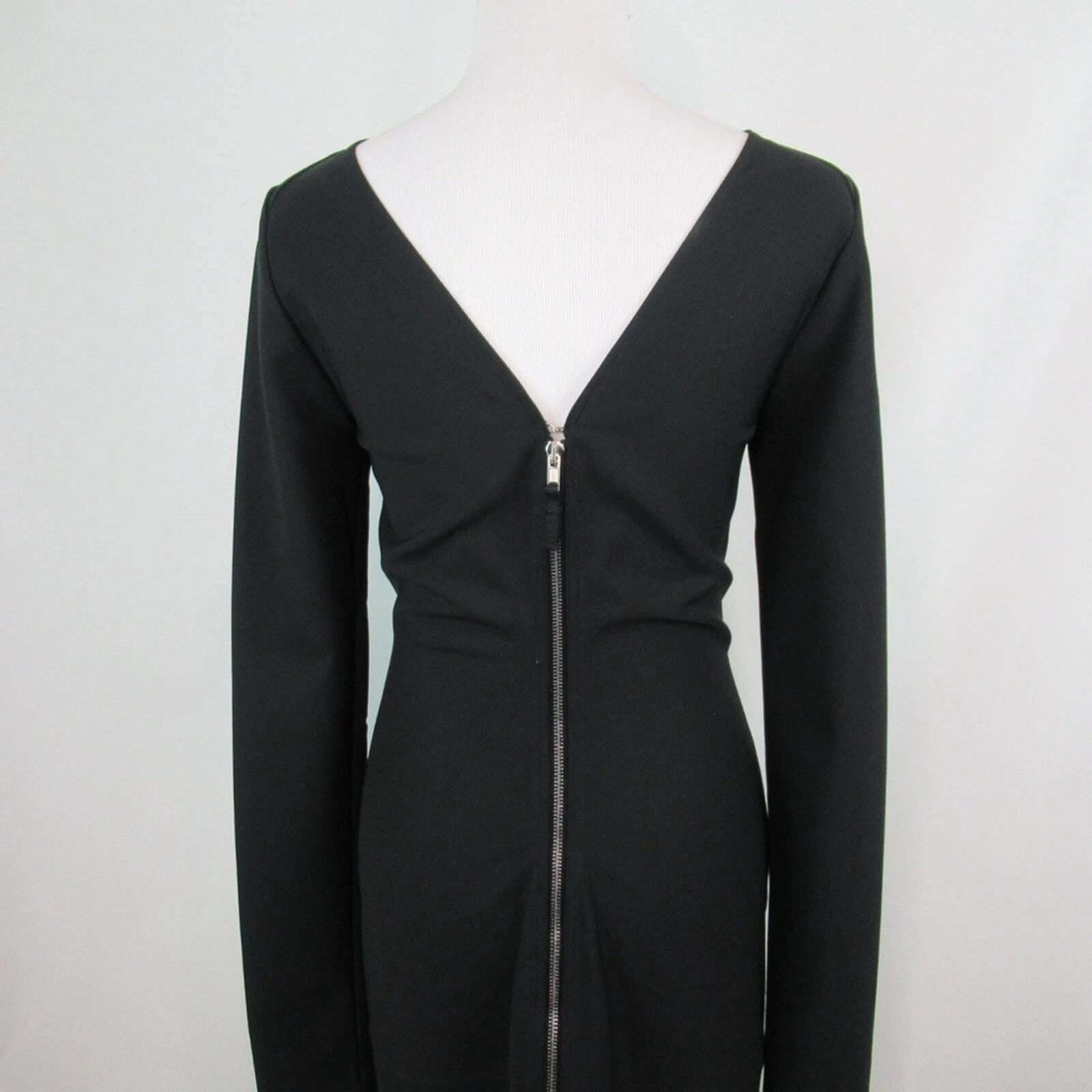 Abito tubino donna RICK OWENS nero schiena a V Maria manica lunga zip dietro taglia 8