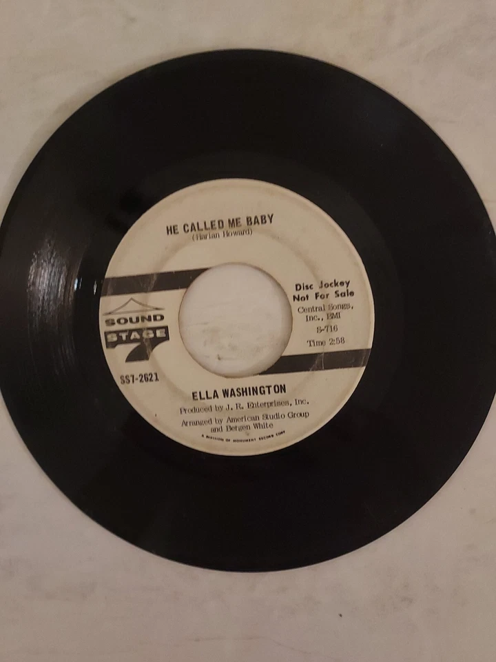 45 RPM Vinyl Record Ella Washington He Called Me Baby Promo VG - Image 4 of 4