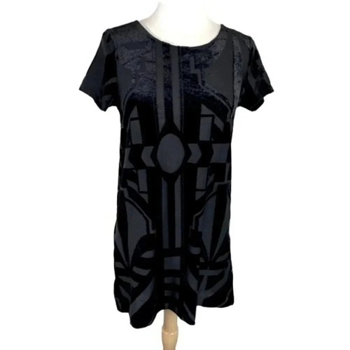 H&M Divided 6 little black dress textured velvet + short sleeve Cocktail