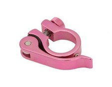 GENUINE ALLOY SEATPOST CLAMP (OUTER DIAMETER 25.4MM) QUICK RELEASE IN PINK.
