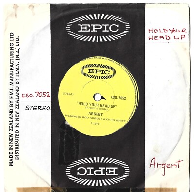 ARGENT 7'' 45 Hold Your Head Up RARE 1972 New Zealand Import ZOMBIES Prog Rock