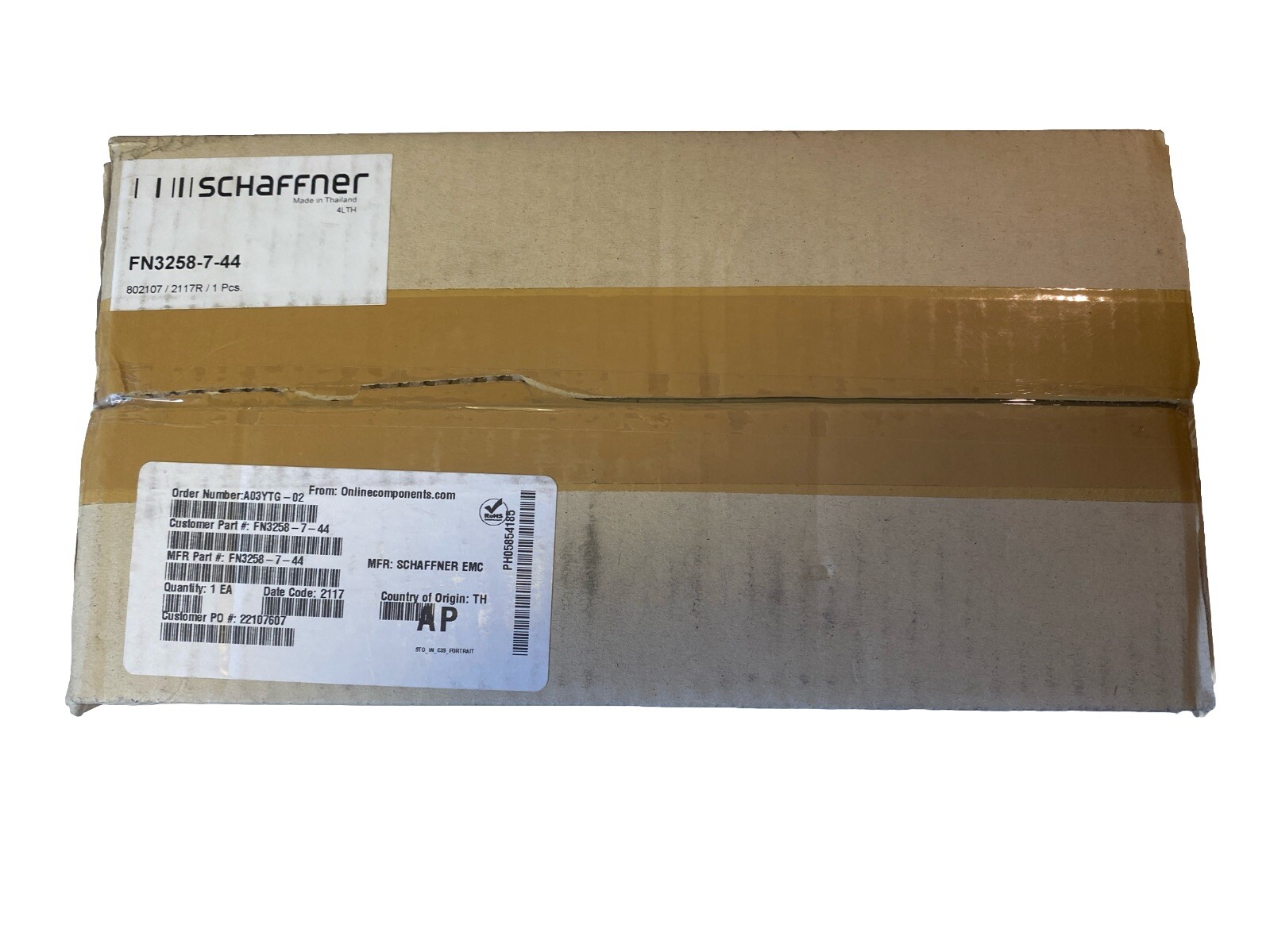 Filtro de línea eléctrica Schaffner FN3258-7-45 para uso industrial 3x480/275VAC