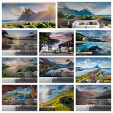 3D Mountains Seashore Sky Self-adhesive Wallpaper Removable Wallpaper Wall Mural