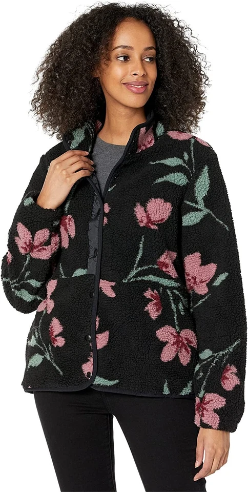 Volcom V7621 женщин черный цветочный Bloom коробка насмешливый шеи куртка размер S - Изображение 2 из 4