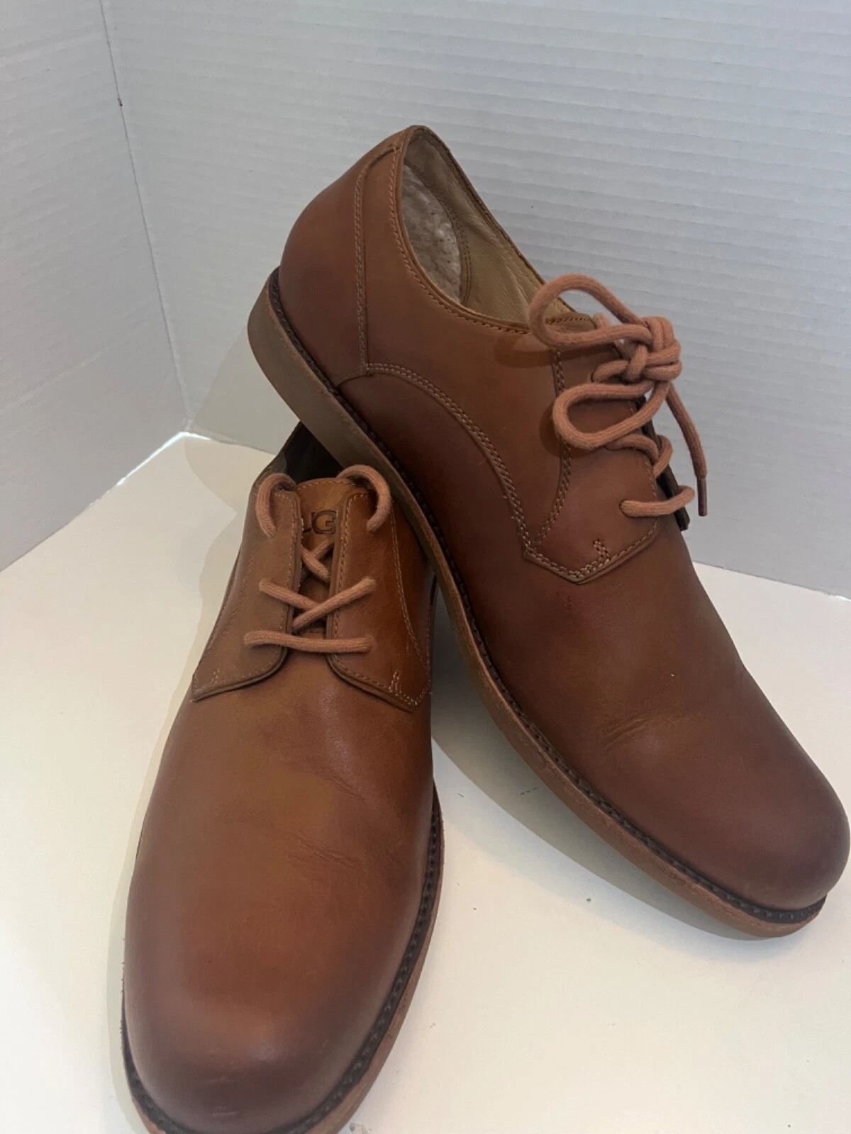 OXFORDS UGG UOMO STRINGATI IN PELLE USATI MARRONE TAGLIA 13