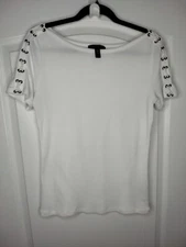 Lauren Ralph Lauren Top Womens M Medium White Cotton Dolman Sleeve Blouse