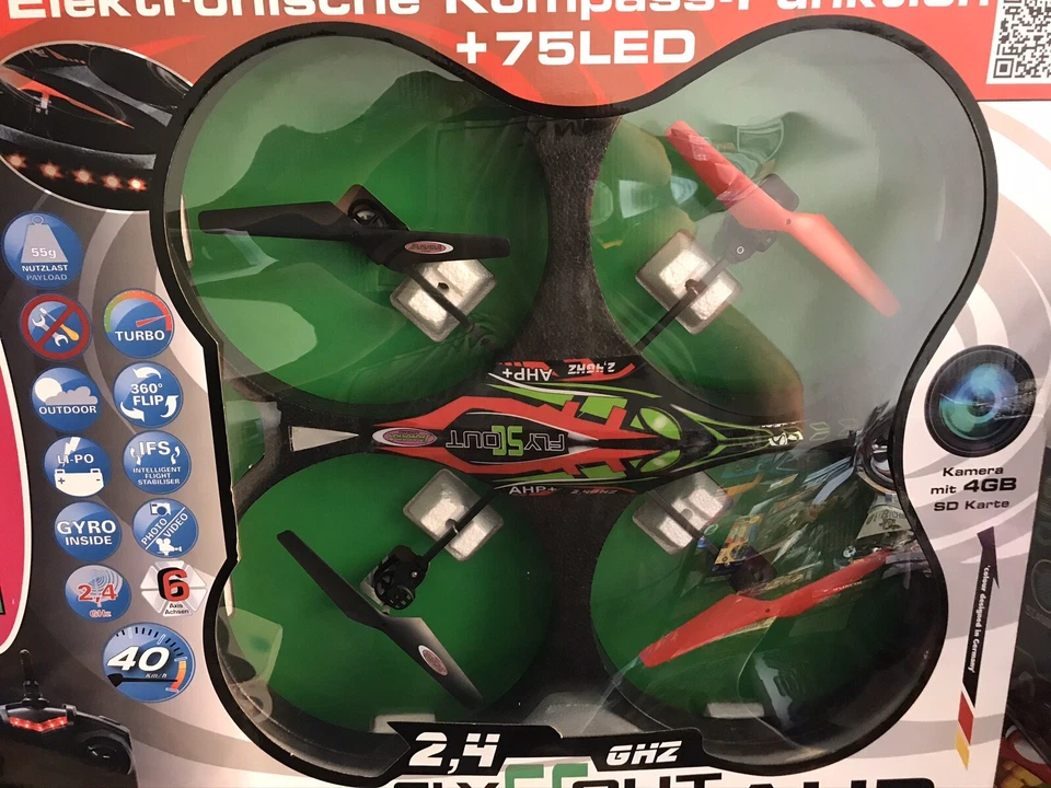 Splendido Drone Jamara Fly Scout AHP Elektronische Kompass Funktion+75 Led Nuovo Foto 3 de 4