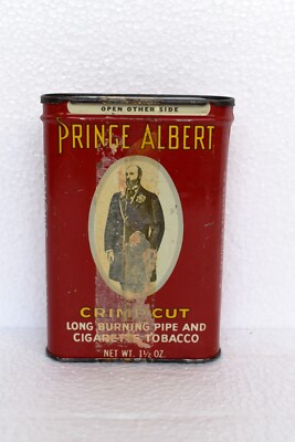 prince albert tobacco Vintage Prince Albert Crimp Cut Tobacco Can Cigarettes Tin Long Burning  Pipe Old