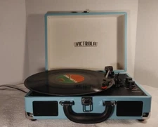 Victrola Journey 3-Speed Bluetooth Suitcase Record Player VSC-550BT Blue 