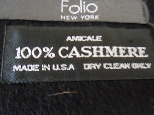 FOLIO--CASHMERE BLACK SCARF--58" X 12" (ADD 2 1/2" FRINGE) - Picture 3 of 3