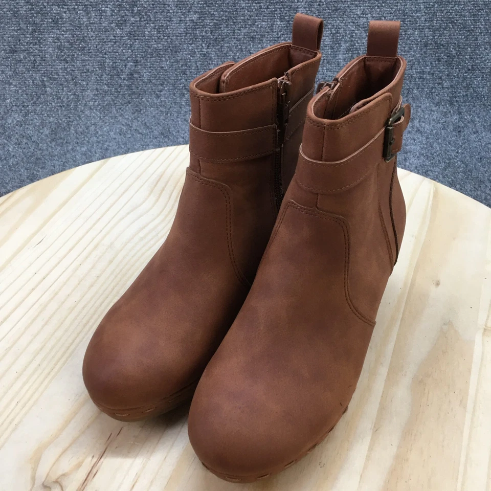 Style & Co Botas Mujer 5.5 M Toryy Botines Tacones Cuero Marrón Cremallera Foto 3 de 4