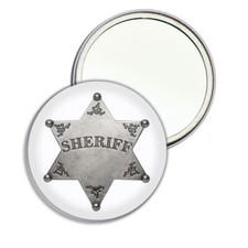 Sheriff Badge Round Mirror Pocket Compact (55mm or 77mm)