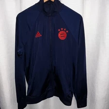 Adias FC Bayern Munchen Men's Large Jacket Munich Futbol Soccer Track Blue READ
