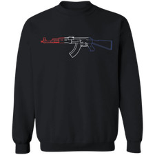 AK-47 Firearm Rifle Red White Blue Crewneck Sweatshirt