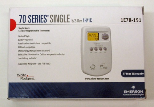 1E78-151 White Rodgers Wall Thermostat 24V Millivolt Battery Programmable 5+2 - Picture 3 of 4
