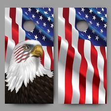 Bald Eagle American Flag Combo Design Cornhole Decal Wraps