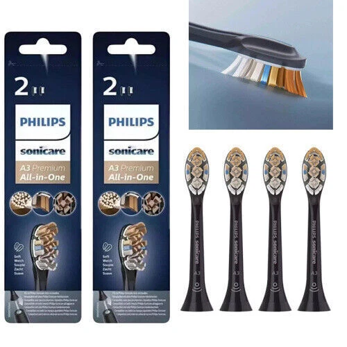 4x Philips Sonicare A3 Premium All-in-One Ersatzbürste Schwarz HX9092/11 FH6WB9X - Bild 2 von 9