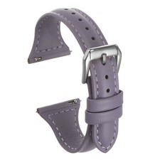 Genuine Leather Watch Band 22mm Quick Release Strap Purple/Silver Tone