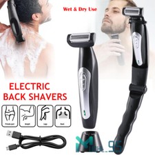 Men's Electric Back Shaver Long Handle Body Hair Removal Razor USB Rechargeable