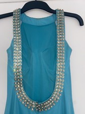 Pia Michi turquoise designer prom dress size 8
